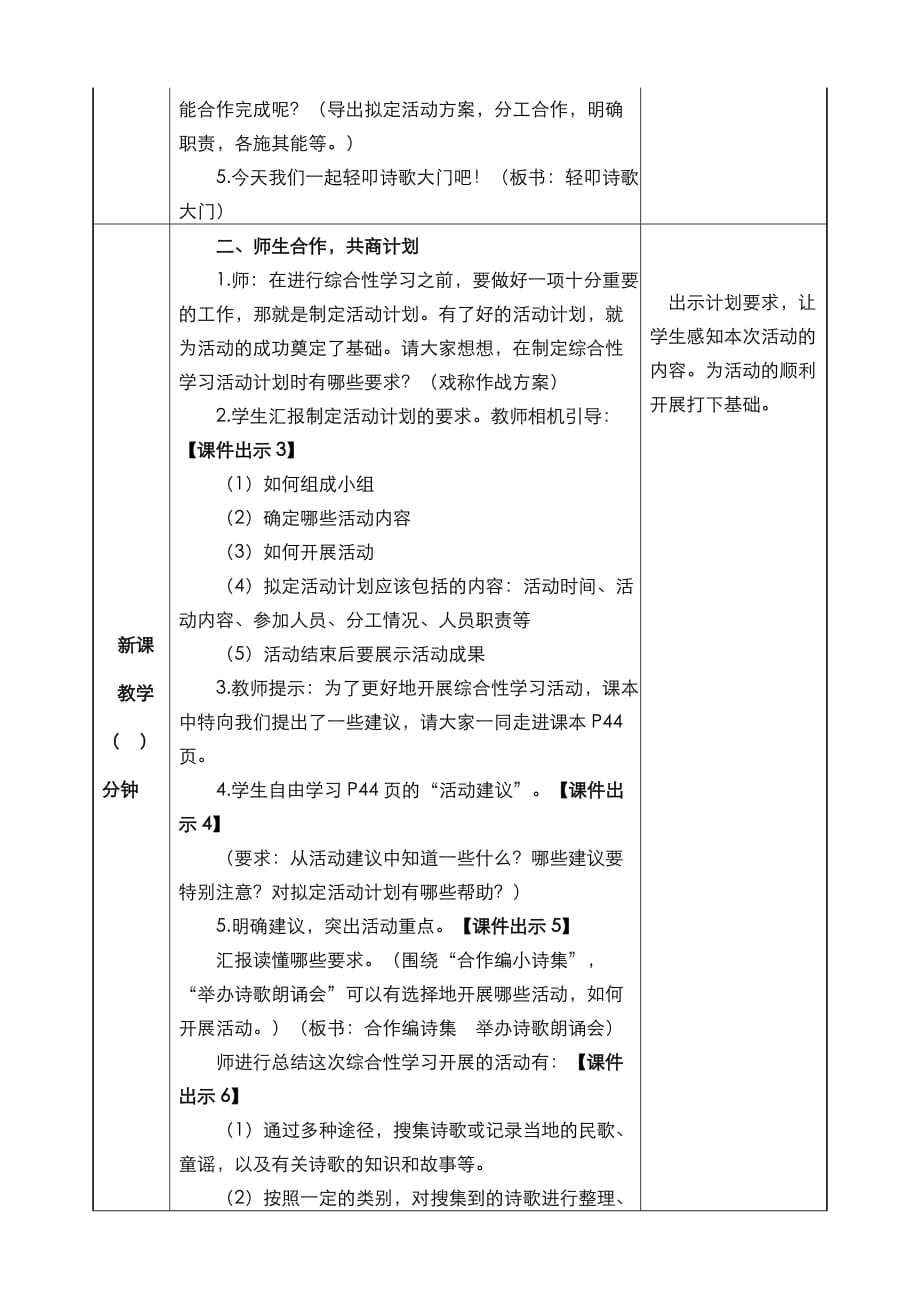 部编语文四年级下册综合性学习轻叩诗歌大门教案