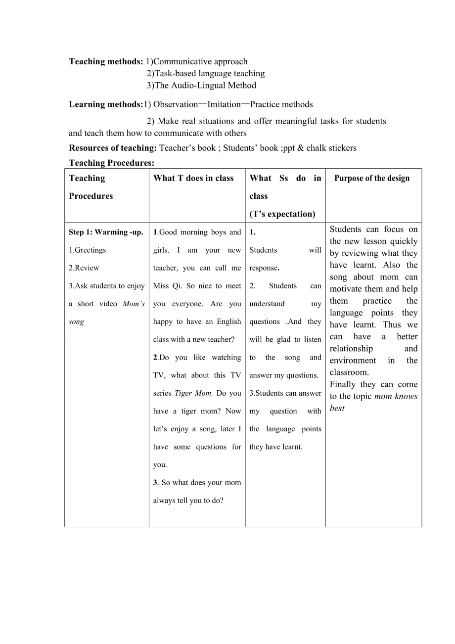 英语人教版九年级全册momknowsbest教学设计