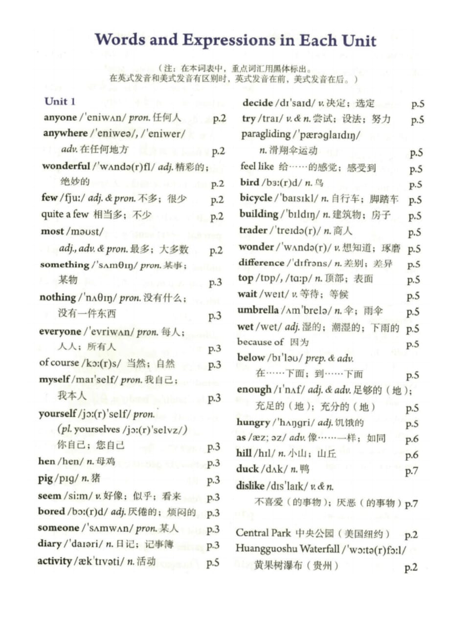 八年级英语上册单词15单元