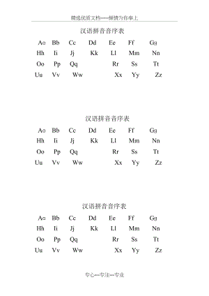 汉语拼音音序表(共1页)
