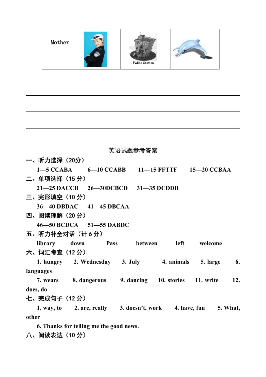 人教版七年级下册英语期末考试试题附答案8页