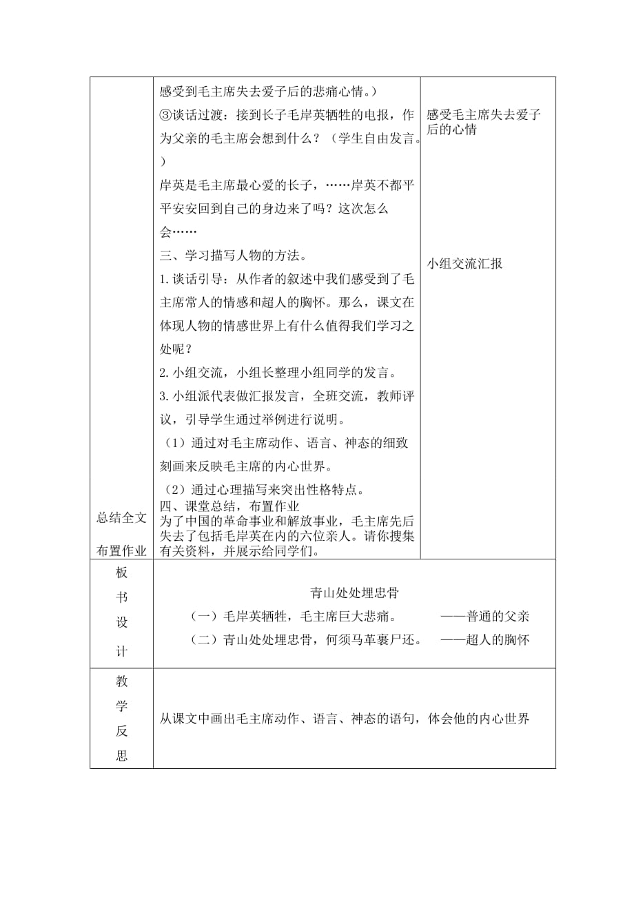 人教版五年語文下冊五年語文第四單元教案二次備課及教學反思青山處處