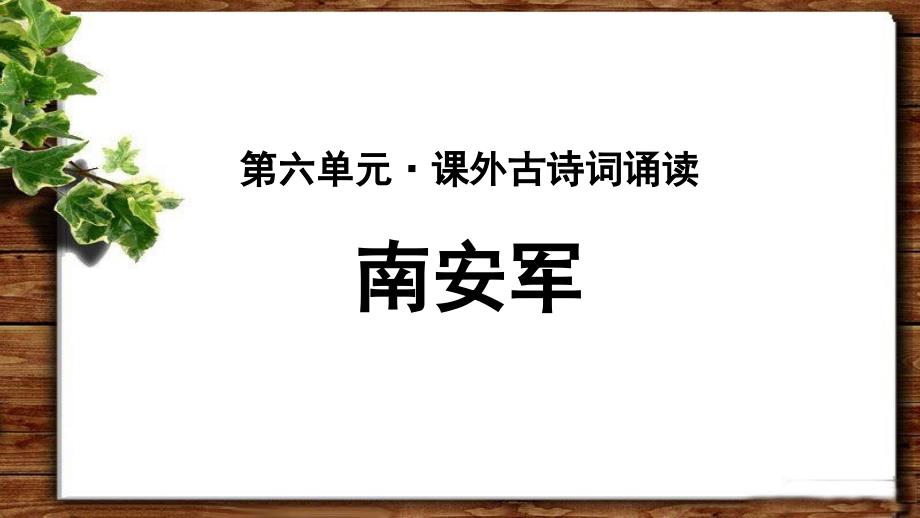 南安军示范课教学课件部编人教版九年级下册